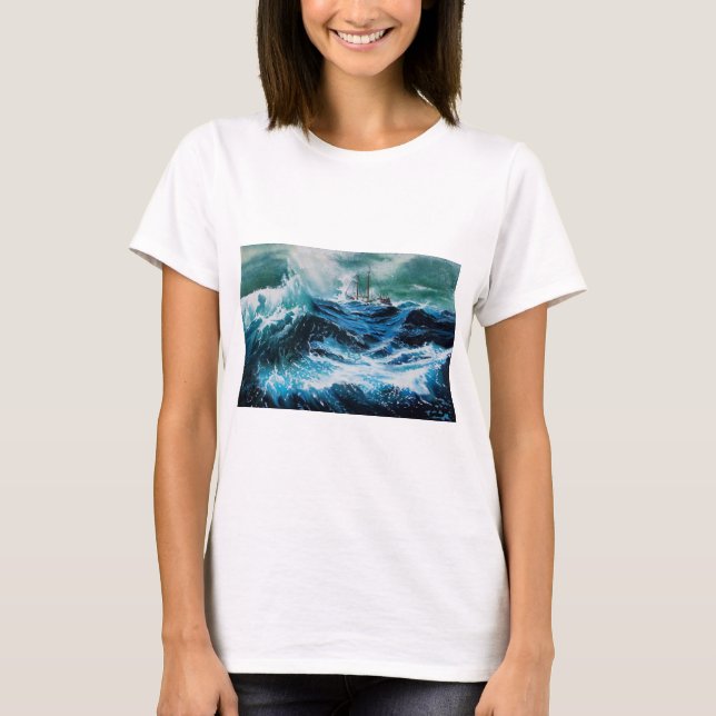 Schiff im Sturm T-Shirt (Vorderseite)