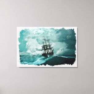 Schiff in der Ozean-Meeres-Digitalkunst Leinwanddruck