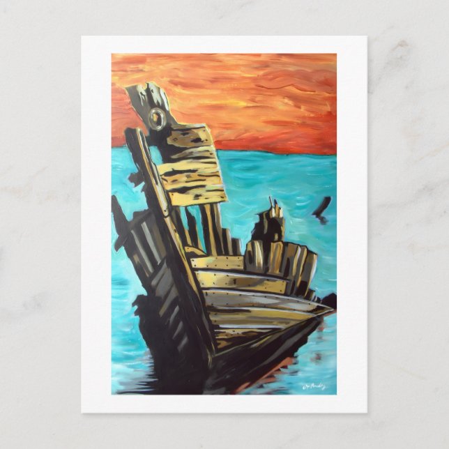 Schiff in der Sonne Postkarte (Vorderseite)