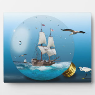 Schiff in einer Glühbirne Fotoplatte