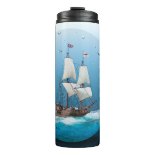 Schiff in einer Glühbirne Thermosbecher