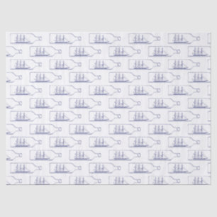 Schiff in Flasche Blau Seidenpapier