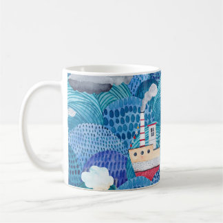 Schiff & Leuchtturm: Childish Watercolor Kaffeetasse