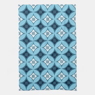 Schiff mit Blume Motif, Blau und Weiß Handtuch