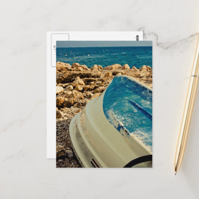 Schiff mit Meer im Hintergrund Postkarte (Vorderseite/Rückseite Beispiel)