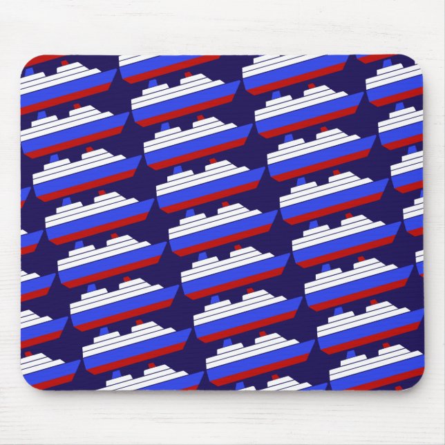Schiff mit rotem und blauem Meer Mousepad (Vorne)