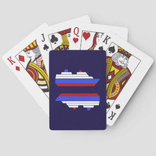Schiff mit rotem und blauem Meer Spielkarten