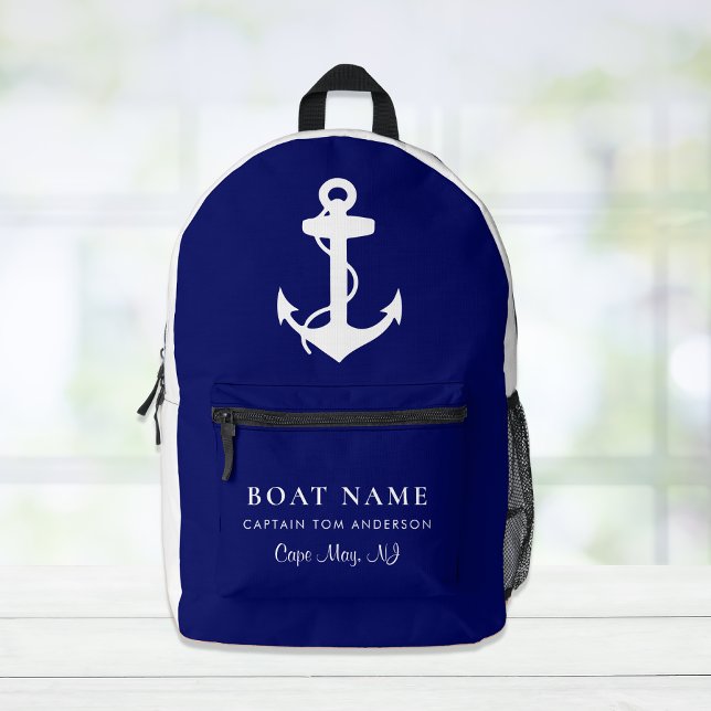 Schiff Nautical Anchor Captain Familienname Navy B Bedruckter Rucksack (Von Creator hochgeladen)