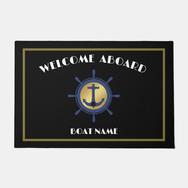 Schiff Nautical Anchor Laurel Custom Willkommen an Fußmatte (Vorderseite)