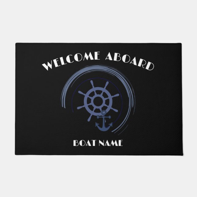Schiff Nautical Anchor Laurel Custom Willkommen an Fußmatte (Vorderseite)
