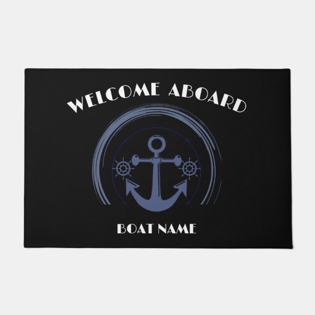Schiff Nautical Anchor Laurel Custom Willkommen an Fußmatte (Vorderseite)