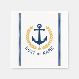 Schiff oder Familienname Anker Laurel Roope Streif Serviette