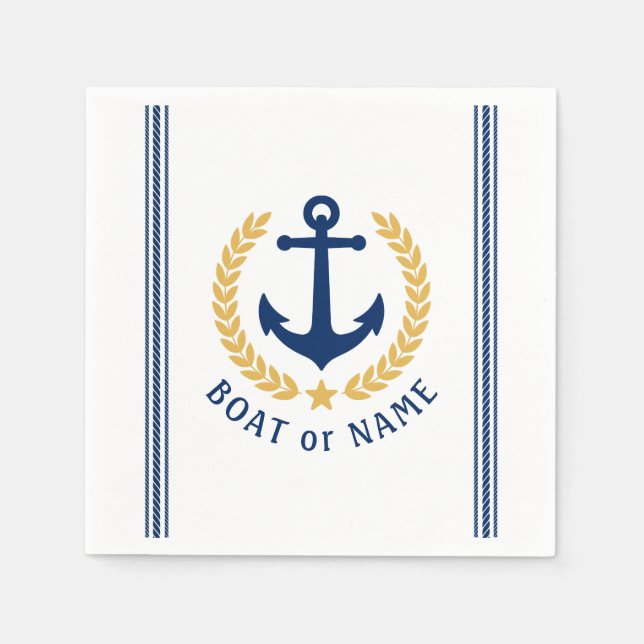 Schiff oder Familienname Anker Laurel Roope Streif Serviette (Vorderseite)
