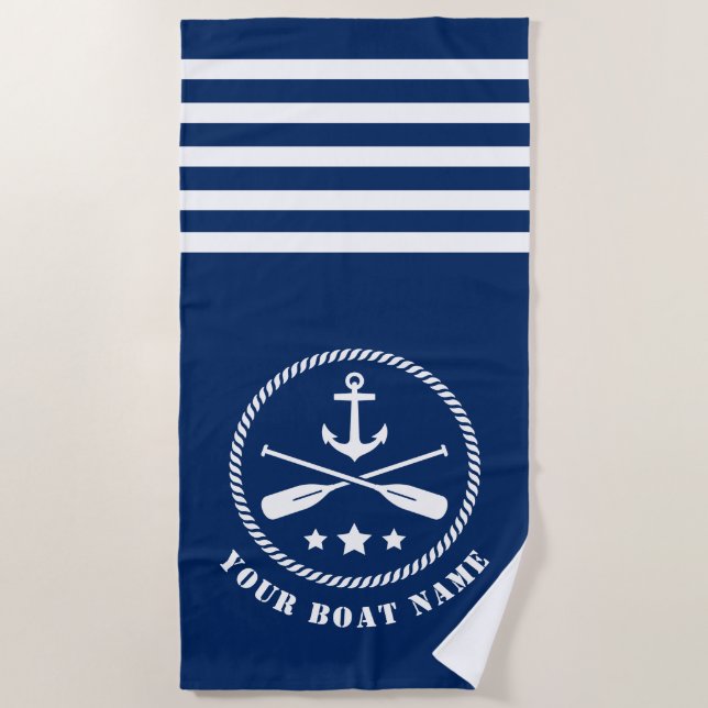 Schiff oder Name Nautical Anchor & Oars Paddles Ma Strandtuch (Vorderseite)