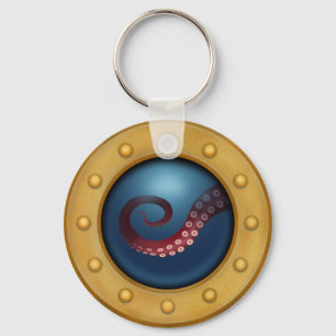 Schiff Porthole mit Octopus Nautical Steampunk Schlüsselanhänger