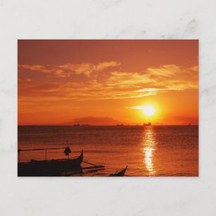 Schiff und Sonnenuntergang Postkarte