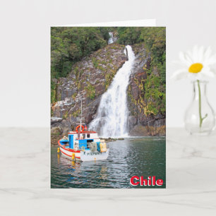 Schiff und Wasserfall, Chile Karte