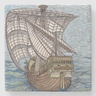 Schiff von Columbus'Time Steinuntersetzer