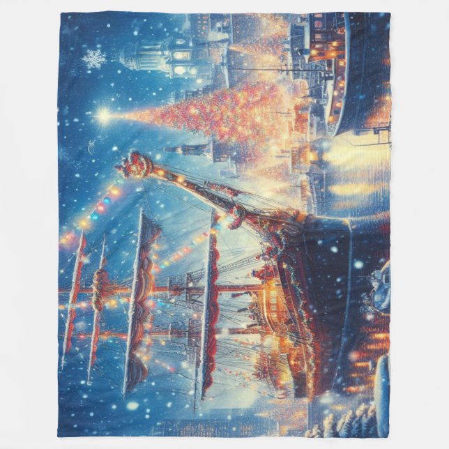 Schiff "Weihnachten/Winter" Fleecedecke (Vorderseite)