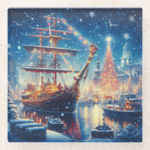 Schiff "Weihnachten/Winter" Glasuntersetzer