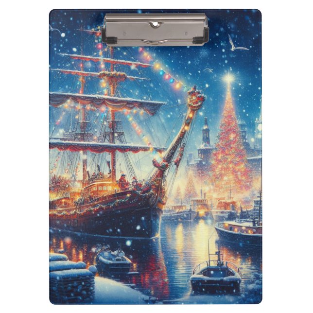 Schiff "Weihnachten/Winter" Klemmbrett (Vorderseite)