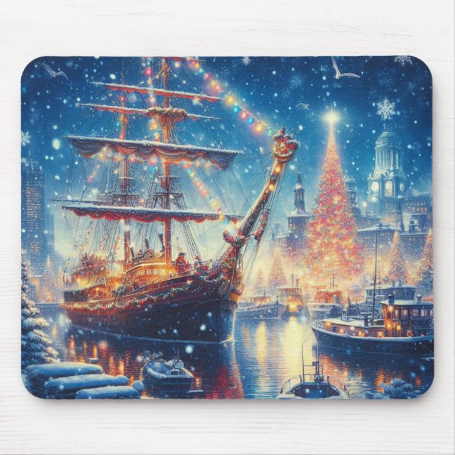Schiff "Weihnachten/Winter" Mousepad (Vorne)