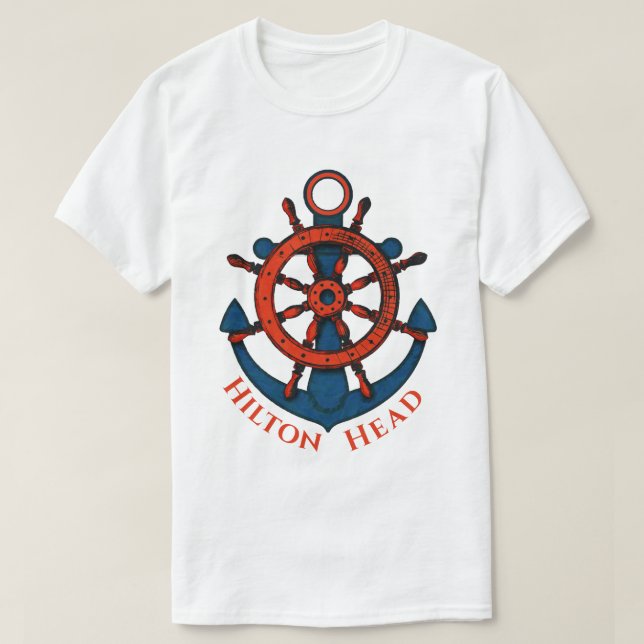 Schiff Wheel and Anchor Hilton Head Island, SC T-Shirt (Design vorne)
