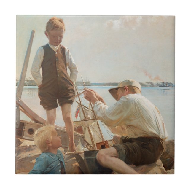 Schiffbauer (von Albert Edelfelt) Fliese (Vorderseite)