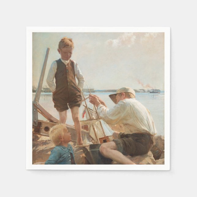 Schiffbauer (von Albert Edelfelt) Serviette (Vorderseite)