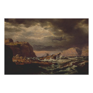 Schiffbruch an der norwegischen Küste von Johan Da Poster