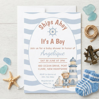 Schiffe Ahoy, es ist ein Junge - Baby Shower Einla Einladung