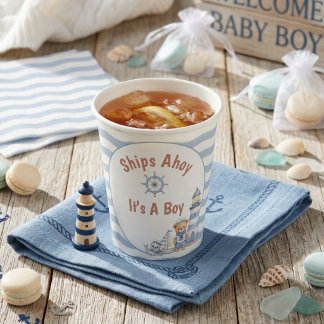 Schiffe Ahoy, es ist ein Junge - Babyparty Pappbecher