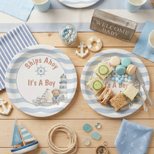 Schiffe Ahoy, es ist ein Junge - Babyparty Pappteller