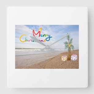 ** SCHIFFE AM STRAND** QUADRATISCHE WANDUHR