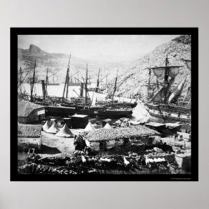 Schiffe an Balaklava Hafen in Kosakenbucht 1855 Poster
