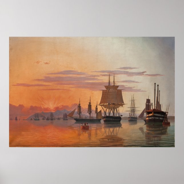 Schiffe auf dem Fluss Tagus | Carl Dahl Poster (Vorne)