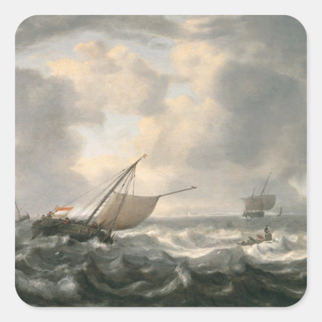 Schiffe auf dem Mohnmeer Quadratischer Aufkleber (Vorderseite)