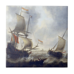 Schiffe auf See 1660er Jahre Fliese