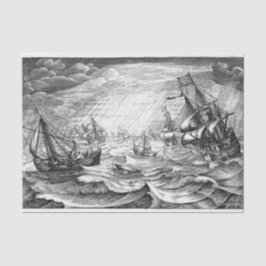 Schiffe auf See Zeichnend 20 x 30 Decoupage Seidenpapier