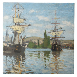 Schiffe Claude Monets  , die auf die Seine in Fliese