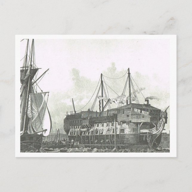 Schiffe, die als Gefängnis in den 1800er Jahren ve Postkarte (Vorderseite)
