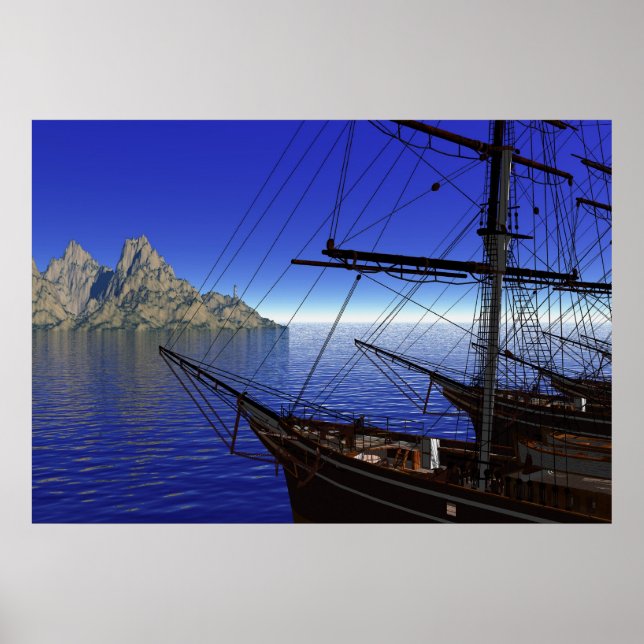 Schiffe, die auf dem Dock stehen Poster (Vorne)