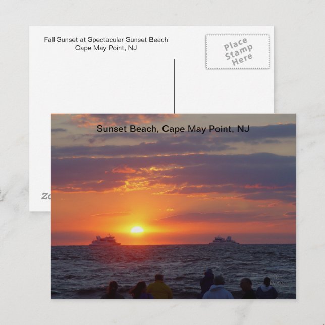 Schiffe, die den Fall überfahren Sunset at Cape Ma Postkarte (Vorne/Hinten)