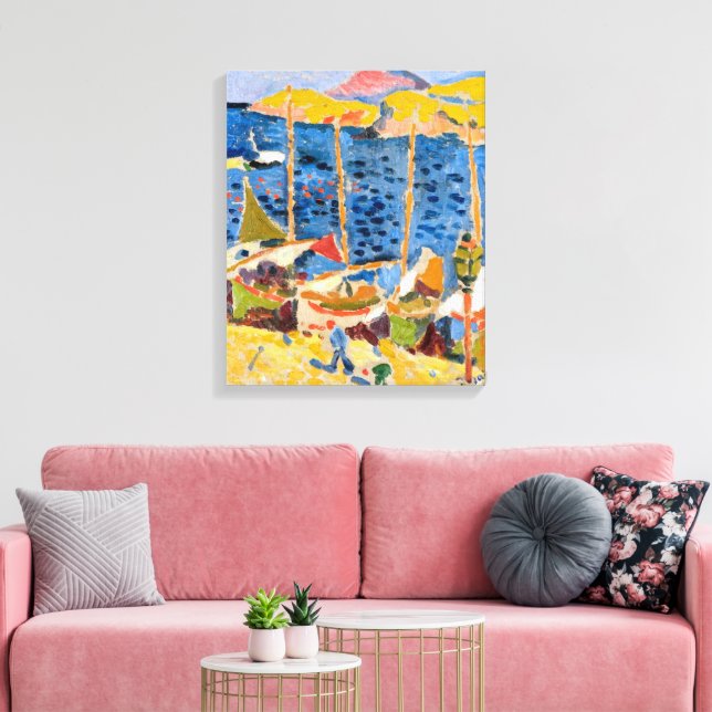 Schiffe im Hafen von Collioure | Andre Derain | Leinwanddruck (Insitu (Wohnzimmer))