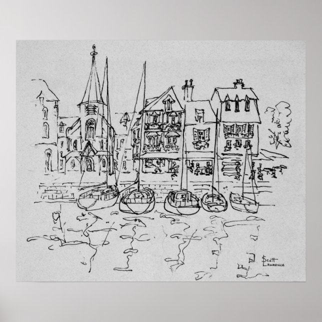 Schiffe im Hafen von Honfleur | Normandie, Frankre Poster (Vorne)