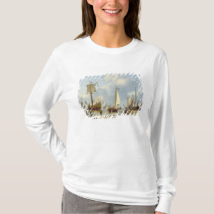 Schiffe im ruhigen Wasser mit Zahlen durch das T-Shirt