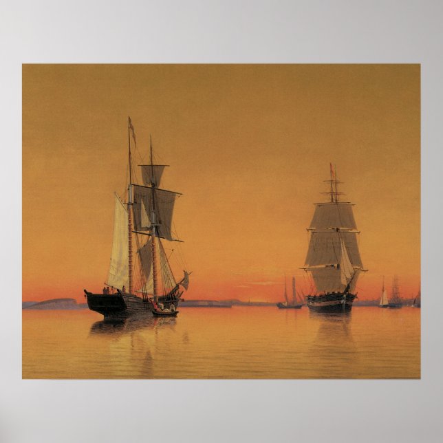 Schiffe in Boston Hafen bei Twilight 1859 Poster (Vorne)