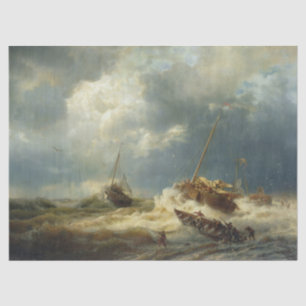 Schiffe in einem Sturm an der niederländischen Küs Seidenpapier