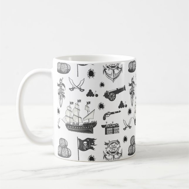 Schiffe, Kanonen, Schwerter, und das Thema Weinpir Kaffeetasse (Links)