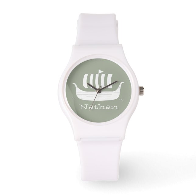 Schiffe mit benutzerdefinierter Hintergrundfarbenü Armbanduhr (Vorderseite)
